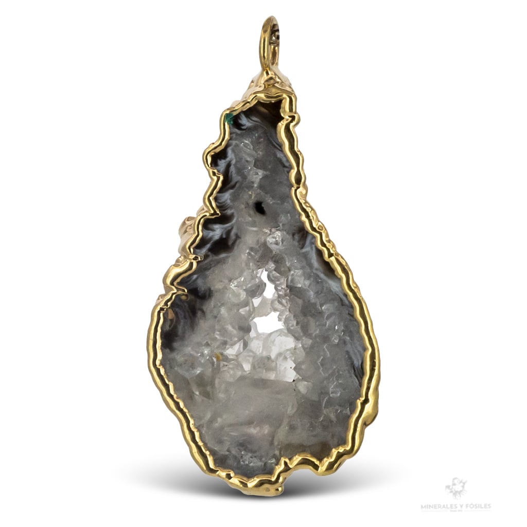 COLGANTE DE GEODINO CUARZO EN ORO