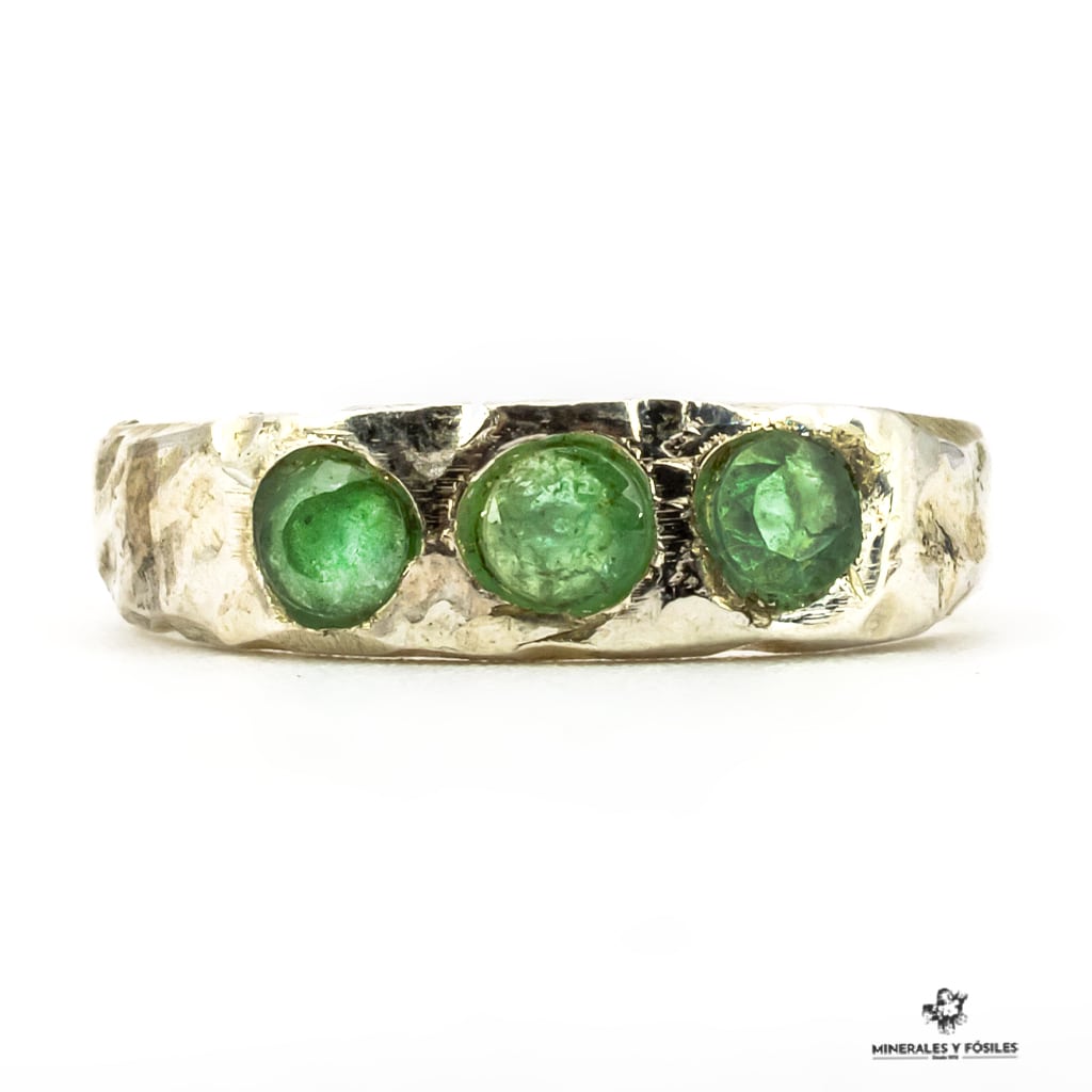ANILLO DE ESMERALDA TRIPLE plata