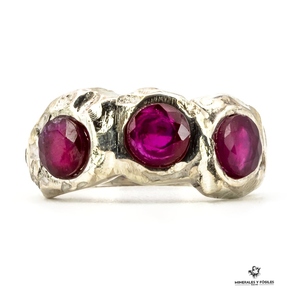 ANILLO DE RUBÍ TRIPLE PLATA
