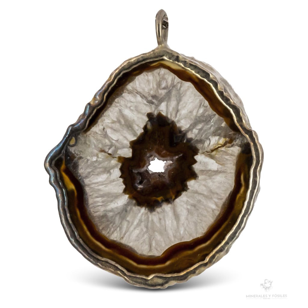 COLGANTE DE SECCIÓN DE ÁGATA EN PLATA