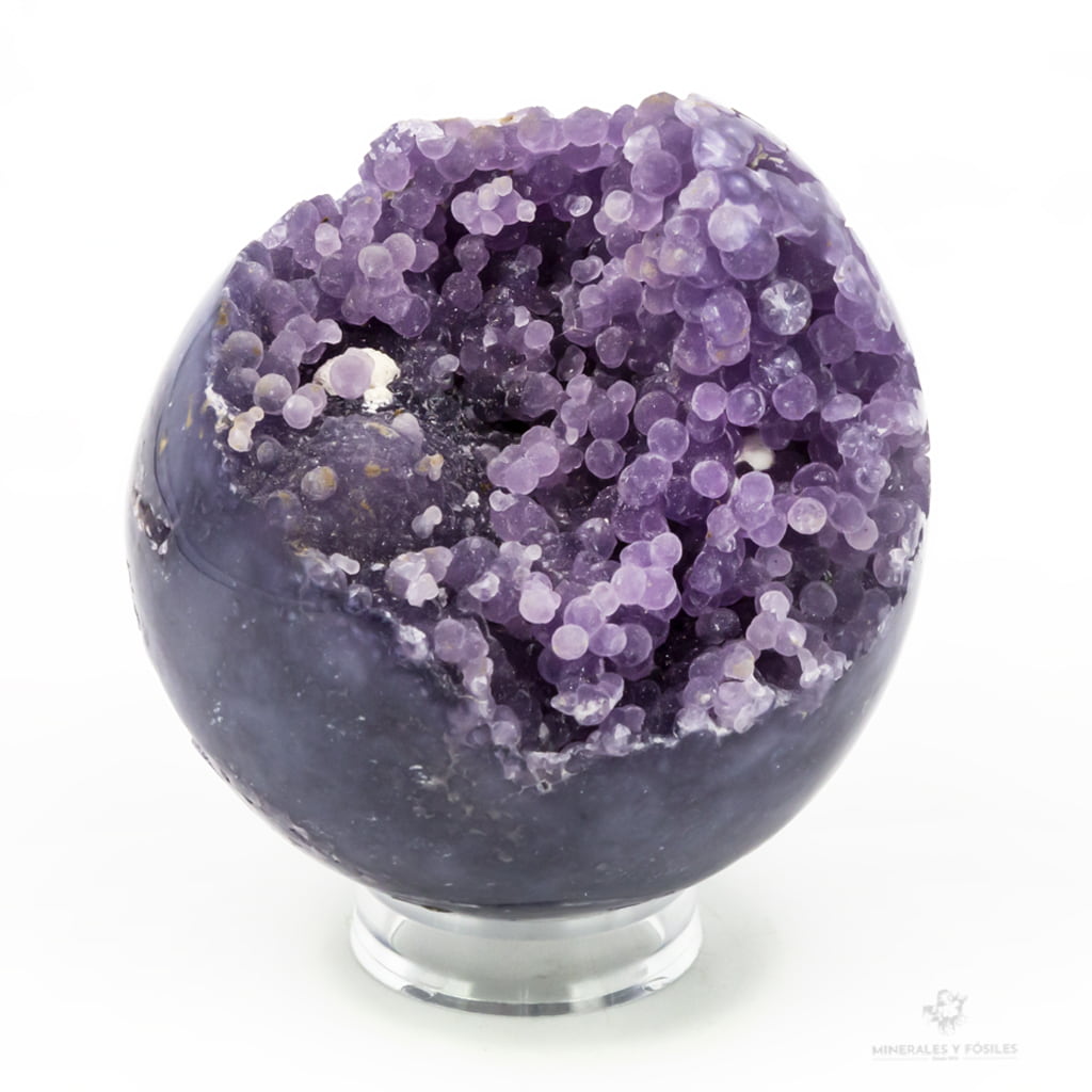 ESFERA DE CALCEDONIA LAVANDA CON GEODA