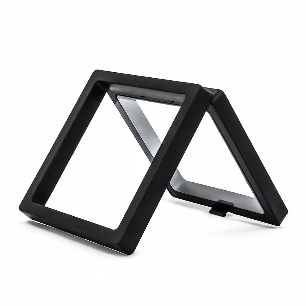 VITRINA FLOTANTE CUADRADA 3D NEGRA ABIERTA