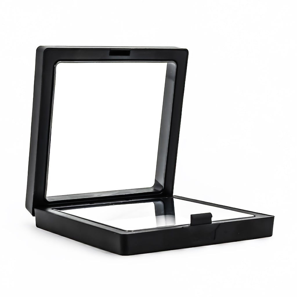 VITRINA FLOTANTE CUADRADA 3D NEGRA  FOSIL