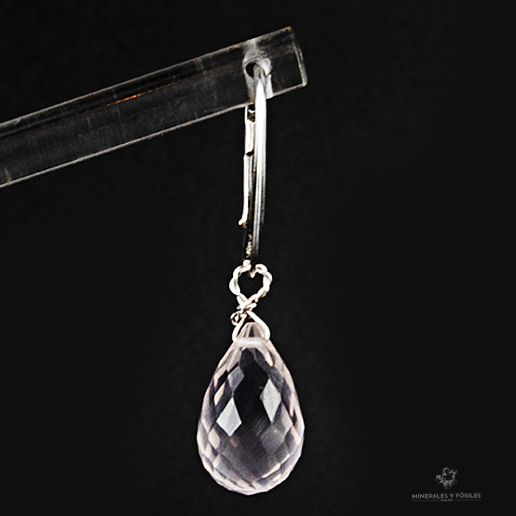 PENDIENTES DE CUARZO ROSA LÁGRIMA