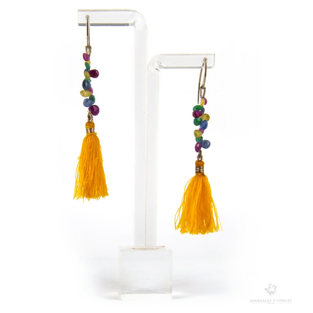PENDIENTES DE RUBÍ, ZAFIRO Y ESMERALDA POMPÓN